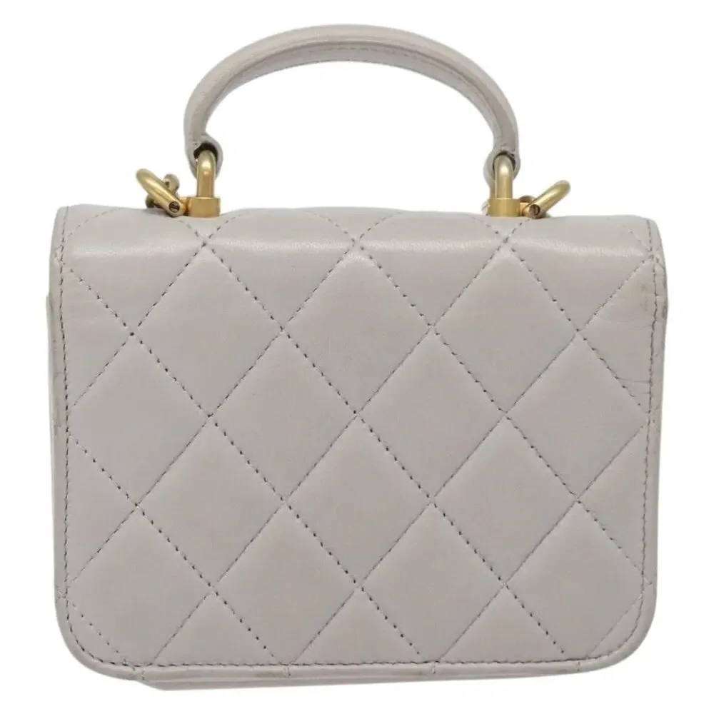 Chanel Matelasse Lambskin Chain Wallet Shoulder Bag Gray